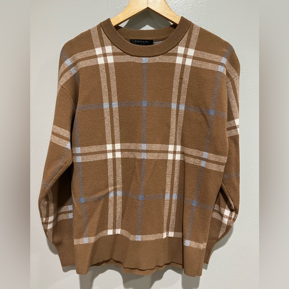 Brown plaid sweater